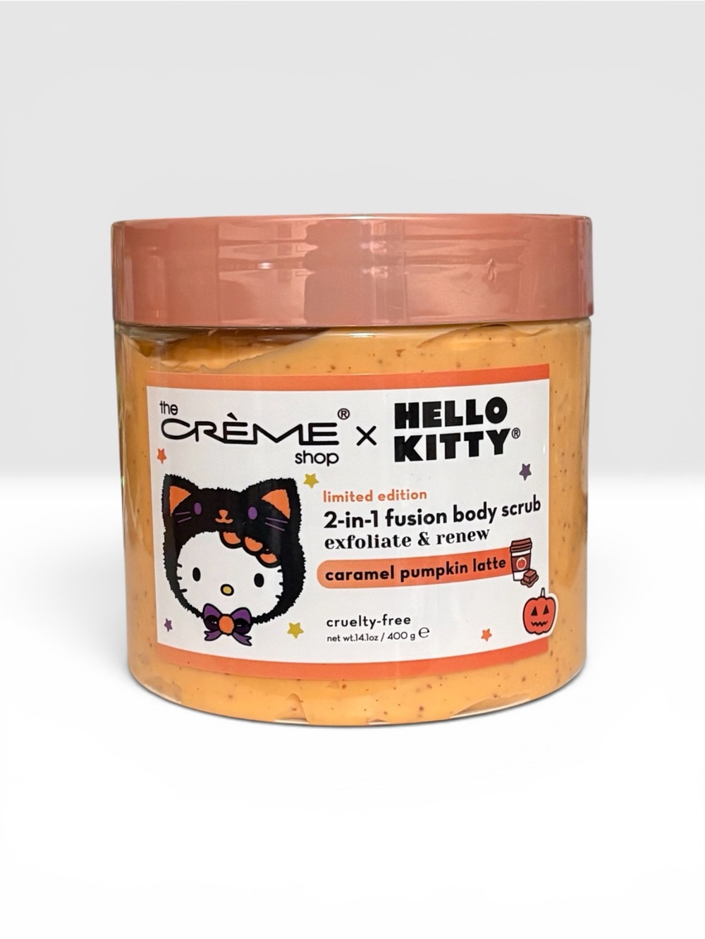 The Crème Shop x Hello Kitty Caramel Pumpkin Latte Body Scrub Halloween LE